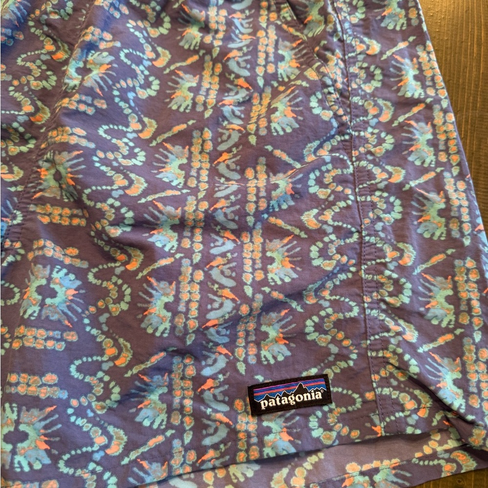 Patagonia Women's Patterned Shorts - Purple and Blue